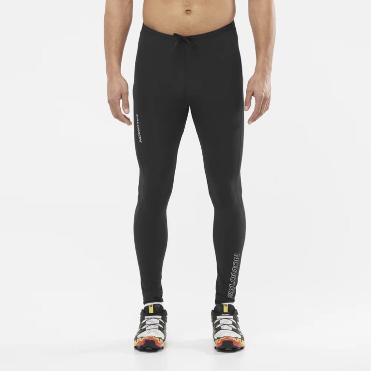 Black Salomon Sense Aero Men\'s Running Tights | IE JP2908